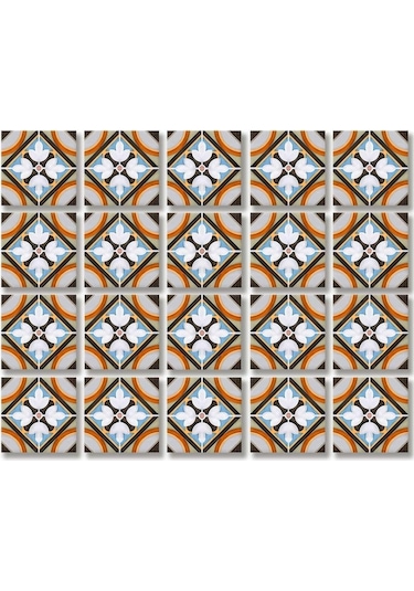 Tink Moroccan 2 Metraj Desenli Pvc Karo 10 X 10 Cm 20'li Paket Çok Renkli