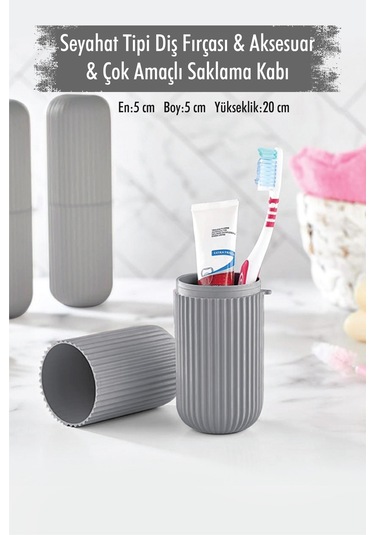 Gri Seyahat Tipi Diş Fırçası & Aksesuar Kutusu & Çok Amaçlı Saklama Kabı Çok Renkli