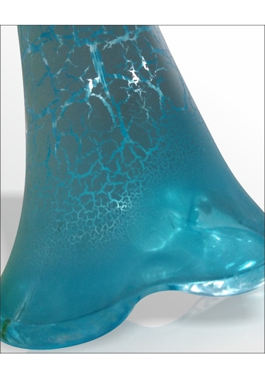 Uzun 80 Cm Çatlatma Buz Mavi Renk Su Geçirmez Canlı Çiçeklik Vazo