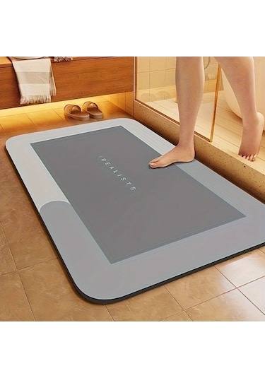 Trendooze Sunshine022 Gri Mavi 40x60cm Süper Emici Diatom Banyo Paspası Hızlı Kurur Gri Mavi