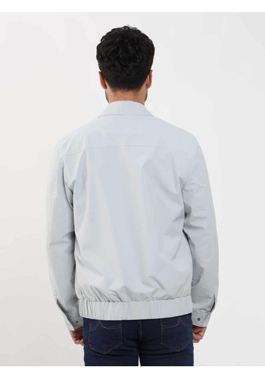 Dufy Gri Erkek Regular Fit Düz Klasik Yaka Bomber Mont - 104404-Gri