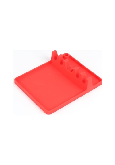Dancemonkey 2'si 1 Arada Mutfak Silikon Kaşıklık Raf Orta Boy Kırmızı - Küçük Ebatlı Kırmızı