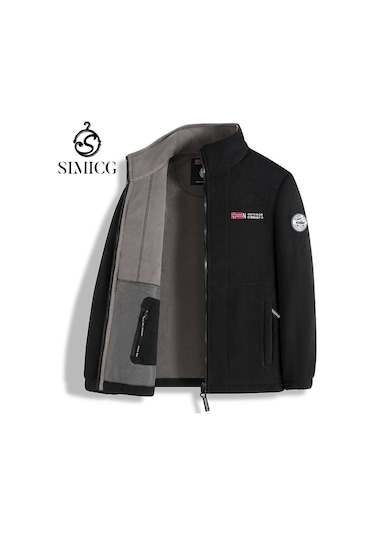 Sonbahar Ve Kış Sıcaklığı İçin Erkek Polar Ceket Siyah