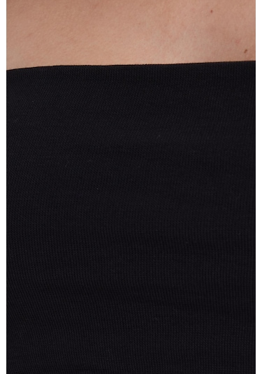 Tudors Kadın Slim Fit Dar Kesim Pamuklu Straplez Siyah Bluz-38842 Siyah