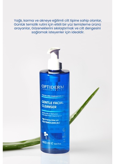 Optiderm Yüz Ve Cilt Temizleme Jeli Yağlı Ve Karma Ciltler 400 Ml