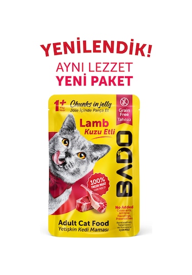 Bado Yetişkin Kedi Yaş Maması Kuzu Etli 85gr