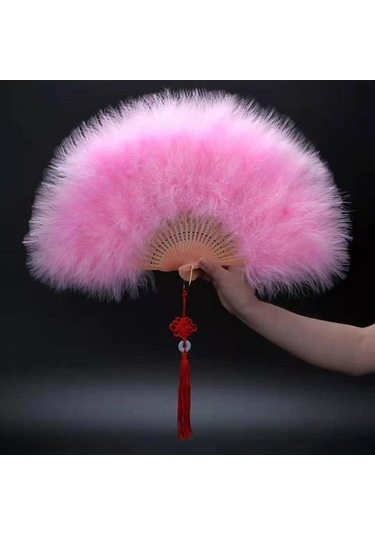 Pembe Tüy Katlanır Yelpaze Japon Tatlı Peri Kız Gotik Mahkeme Dansı El Yelpazesi