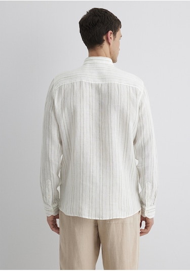 Mavi - Çizgili Yeşil Gömlek 0211525-71481 Yeşil