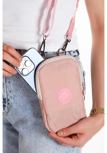 Newish Polo Suya Dayanıklı Krinkıl Kumaş Pudra Kadın Çapraz Omuz Ve Bel Çantası - Kadın Pudra