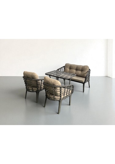 Kartepe 2 1 1 Rattan Bahçe Balkon Takımı Gri