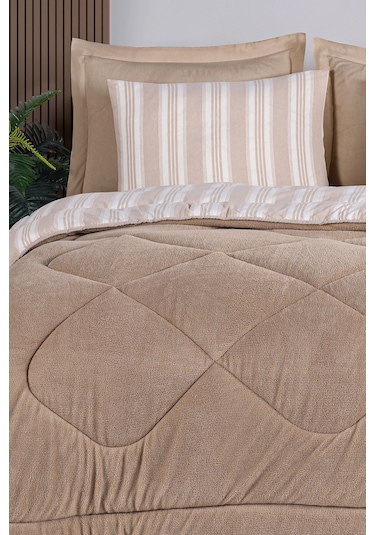 Comfort Set Yeni Nesil Wellsoft Yorganlı 2 Parça Tek Kişilik Soft Line Bej Bej