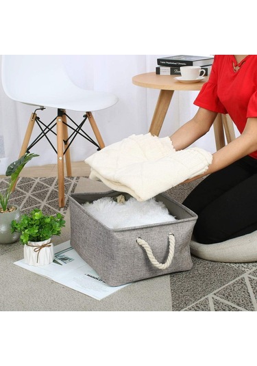 Giyim Depolama İçin Çift Kulplu Katlanabilir Kumaş Depolama Sepeti, Küçük Diğer