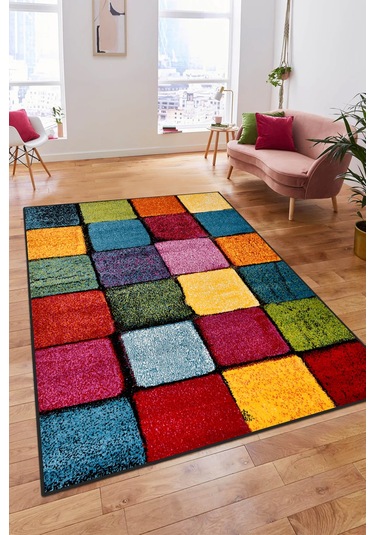 Colora Halı Koleksiyonu Yumuşak Renkli Kare Halı, Tozumaz, Modern Tasarım Ve Kolay Temizlik Multi 4
