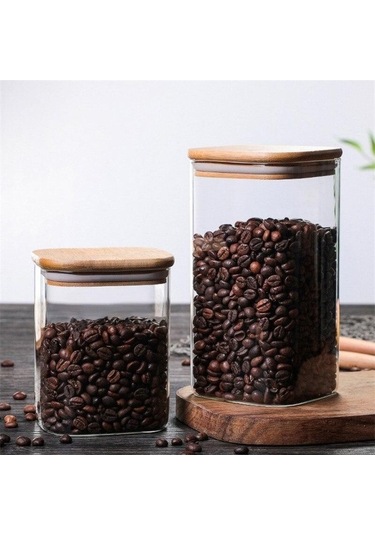 Pazly Temizle Kare Mühürlü Cam Baharat Kavanoz, Mutfak Kahve Çekirdeği Depolama Tankı E Diğer