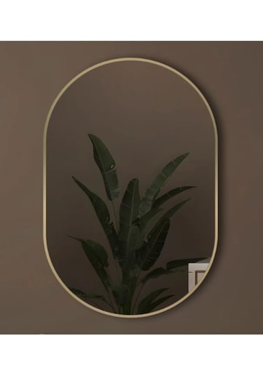 Ant Home Çerçeveli Minyatür Duvar Masa Aynası 25 x 40 CM Gold