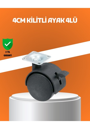 Kilitli Mini Tekerlek Ayak 4 Cm 4 Lü Set
