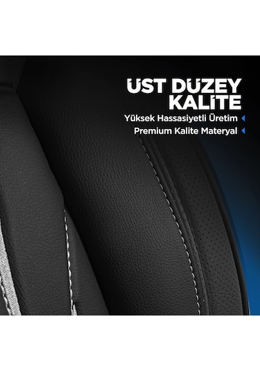 Panda Pars Serisi Deri Oto Koltuk Kılıfı - Siyah - Gri