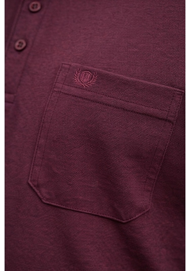 Classics Men Simenti Büyük Beden Erkek Polo Yaka Sweatshirt - 7565 Bordo