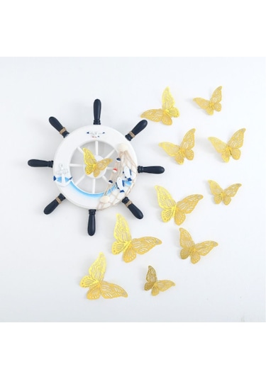 Tenfowee 12 Adet Çok Renkli Abs Plastik 3d Kelebek Gölge Dekoratif Sticker - Su Geçirmez, Isı Dayanıklı, Yeniden Kullanılabilir, Pencere Uygun Mavi