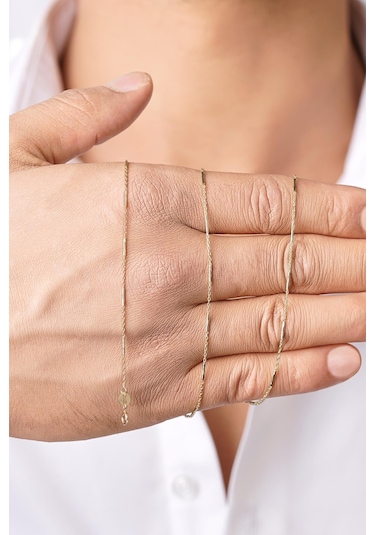 14 Ayar Altın Çubuklu Erkek Kolye Sarı Altın