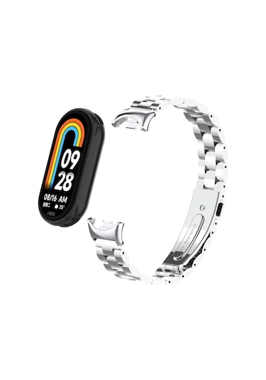 Kilifone - Xiaomi Mi Band 8 Uyumlu - Kordon Metal Kordon - Krd-04 - Siyah