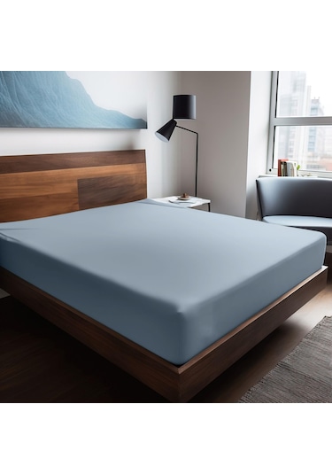 Soley Mix & Match Plain %100 Pamuklu Ranforce 100 X 200 Tek Kişilik Çarşaf Mavi
