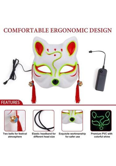 Teltree Renkli Neon Işık Maskesi: Parti, Halloween Ve Kostüm Etkinlikleri İçin Led Aydınlatmalı Yüz Maskesi Mor