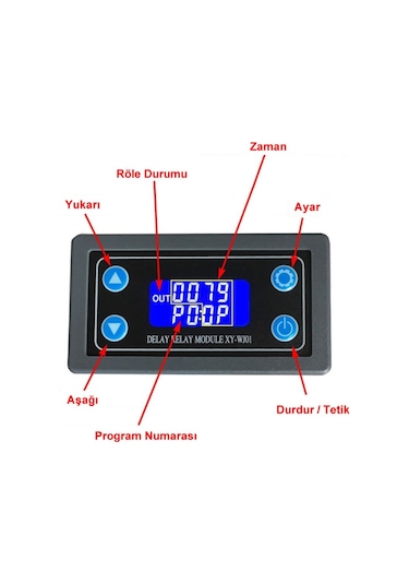 Xy-Wj01 Zamanlayıcı Röle Modül Dc 6-30V 1000W Anahtar Panel Tip