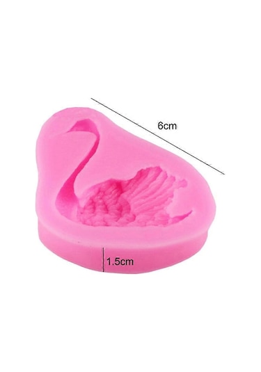 2 Adet Kuğu Pişirme Silikon Kalıbı Kek Dekorasyon Kalıbı Pembe Çok Renkli
