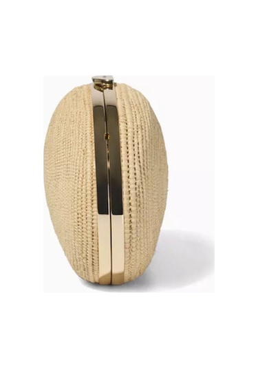 Simkhai Bridget Oyster Shell Raffia Metal El Çantası, Simkhai, Yaz Şıklığı Bej
