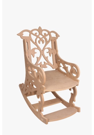 Ahşap Oymalı Sallanan Sandalye Küçük Ahşap
