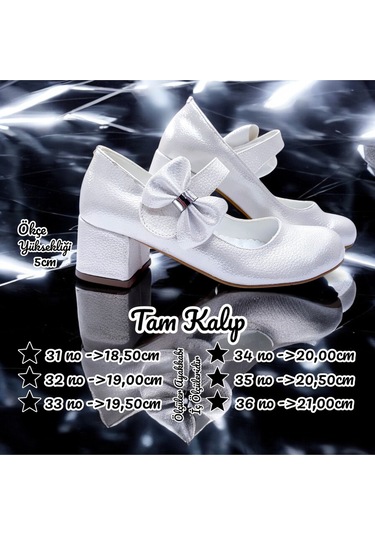 Beebron Ortopedik Topuklu Abiye Kız Çocuk Ayakkabı Starry Series Abiayk2401 Beyaz Beyaz