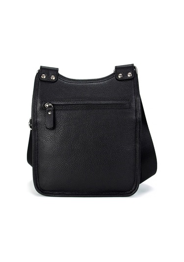 Erkek Siyah Hakiki Deri Postacı Askılı Omuz Çanta Kangaroo 8701S