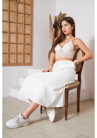 Ekru Astarlı Etek Dm2006 Ekru