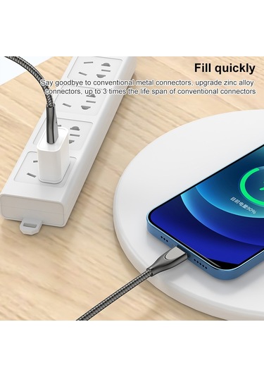 Adc-009 Usb To 8 Pin Zinc Alloy Hose Fast Charging Data Cable, Cable Length: 1m Silver