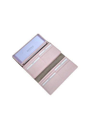 Lila %100 Hakiki Deri Dikiş Detaylı Gizli Mıknatıslı Kapaklı Özel Tasarım Kadın Cüzdan Portföy Lila