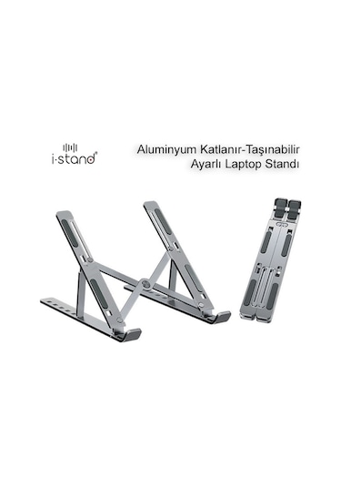 i-Stand N3 Alüminyum Katlanabilir Ayarlı Laptop Standı (Uzay Gri)