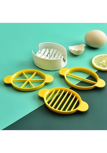 Trendooze Gaojunshop01 Pratik Yumurta Sert Meyve Dilimleyici Sarı 3ü 1 Arada Mutfak Aleti Sarı