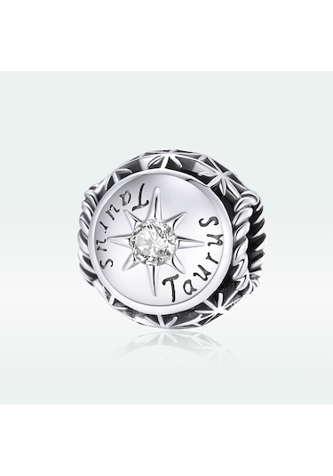 S925 Ayar Gümüş On İki Takımyıldızı Zirkon Boncuk Dıy Bilezik Kolye Aksesuarları, Stil: Boğa Çok Renkli