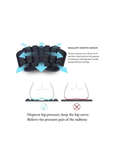 In-sc003 Araba Ofis Şişme Hava Yastığı Koltuk Minderi, Stil: Manuel Şişirme Siyah