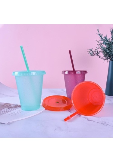 500 Su Şişesi Büyük Kapasiteli Saman Içme Bardağı Geniş Ağızlı Kapak Plastik Glitter Toz Glitter Su Şişesi Öğrenciler Için Rdp8xp Diğer