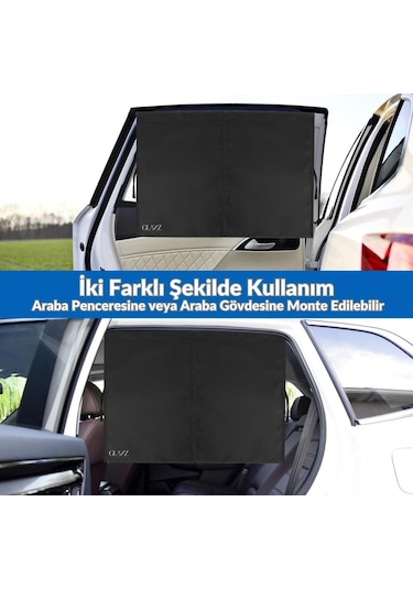 Glanz Araç Yan Cam Perdesi Mıknatıslı Oto Güneşlik 2 Adet