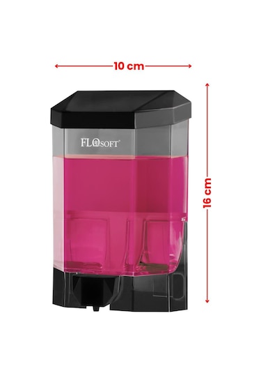 Duvara Monte Siyah Sıvı Sabunluk F032s, Mutfak Banyo Duş Şampuan Dezenfektan Sabun Dispanseri 500 Ml Siyah