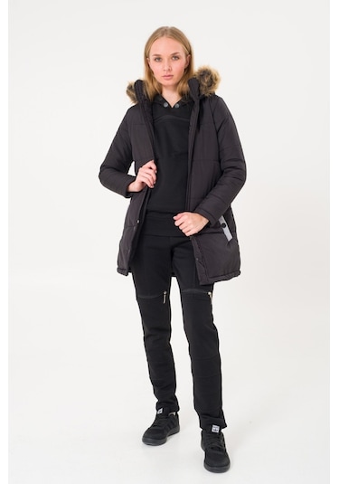 Toridas Kışlık Kürk Yaka Şişme Kadın Mont 7112siyahh 001