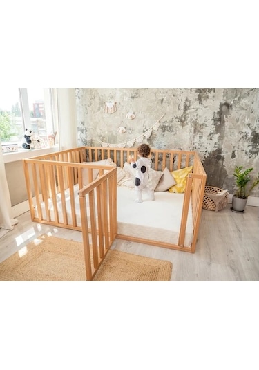 Montessori Ekstra Korumalı Bebek Yatağı Çam 190x90
