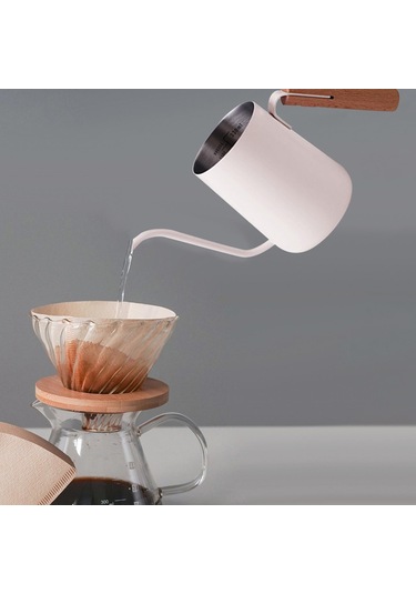 Suntek Pour Over Kettle Paslanmaz Akış Ağızlı Beyaz Beyaz