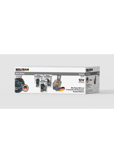 Wolfram Germany 12 Volt 40 Amper Çift Platinli Şeffaf 5 Uçlu Unıversal Röle - 10 Adet