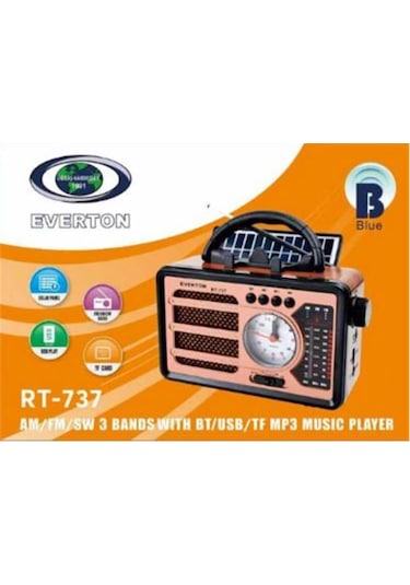 Everton Rt-737 Bluetooth Usb-micro Sd Solarlı Saatli Nostaljik Radyo