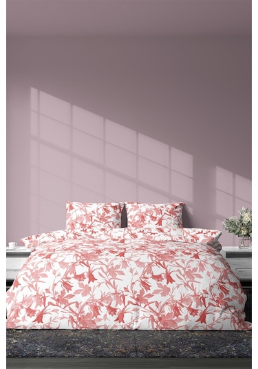 Zeynep Tekstil Diana Pamuklu Çift Kişilik Çarşafsız Nevresim Seti Nevresim ve Yastık Kılıfı Kırmızı