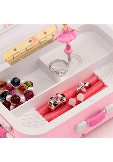 Mobgift Bavul Kurmalı Müzikli Takı Kutusu Pembe